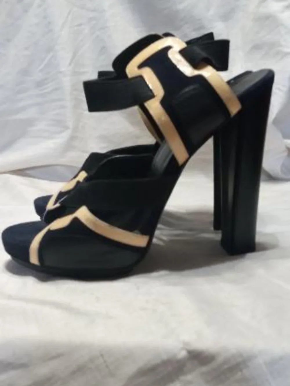 Balenciaga Suede and Leather Color Block Sandals